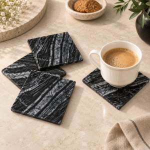 Coasters Black Marble