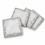 Coasters White Marble with Silver Leafing Coasters