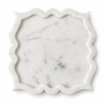 Platter White Marble Square Baroque Design