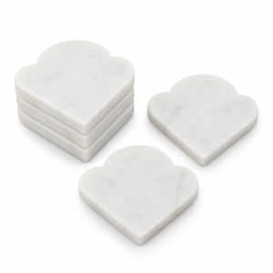 Coasters White Marble Scallop Design
