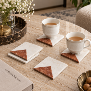 Coasters White Marble Inlay