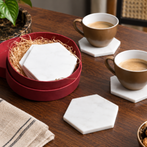 Coasters White Marble Hexagon