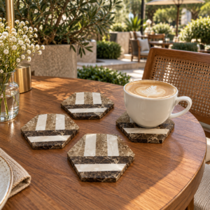 Coasters Dark Brown Hexagon