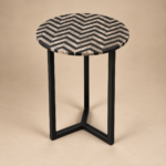 Black and Mother of Pearl Inlay Marble Side Table