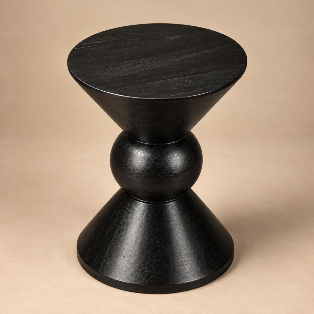 Black Marble Hour Glass Stool