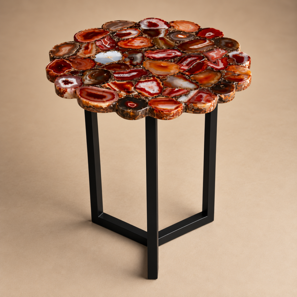 Red Agate Flower Table