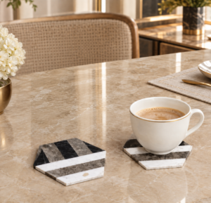 Coasters Black, Grey, White Marble