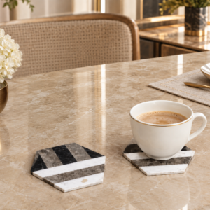 Coasters Black, Grey, White Marble