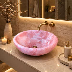 Rose Quartz Washbasin Round