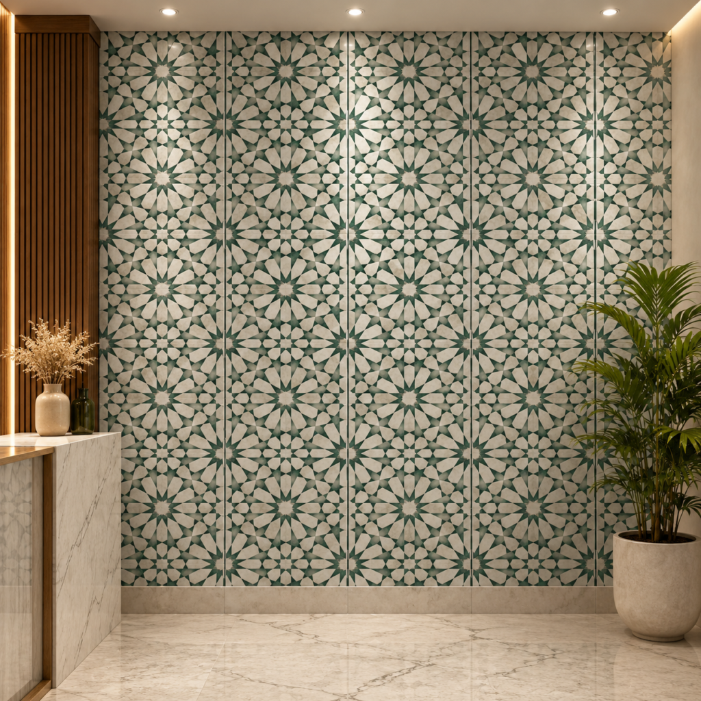 Green and White Resin Wall Cladding/ Flooring
