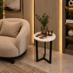 Fish Scale Marble Inlay Side Table