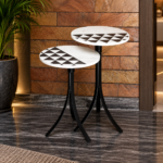 Hexagon Black and White Marble Side Table SS