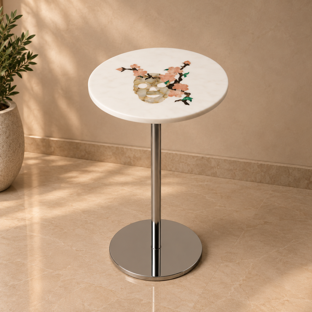 Marble Inlay Side Table 11