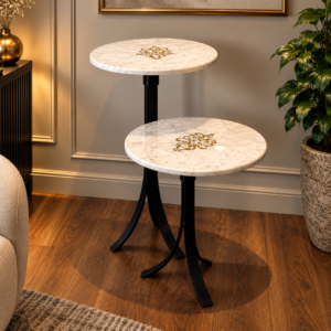 Mother of Pearl Inlay Nesting Table set of 2