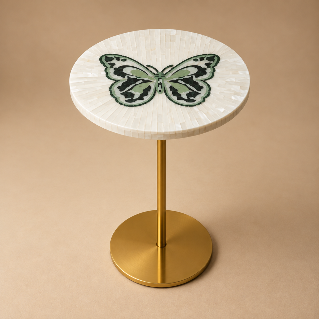 Selenite Table Butterfly Inlay