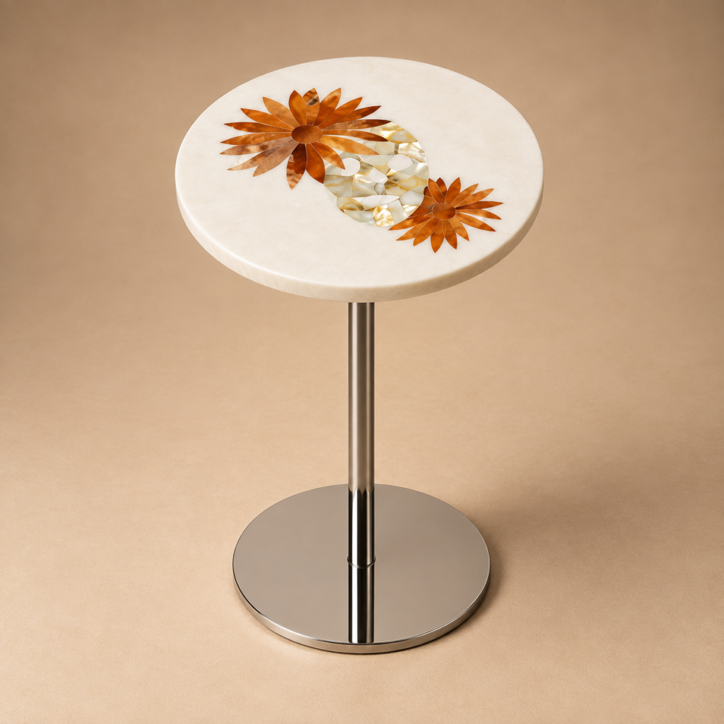 Side Table Marble Inlay 13