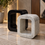 White and Black Marble Side Tables
