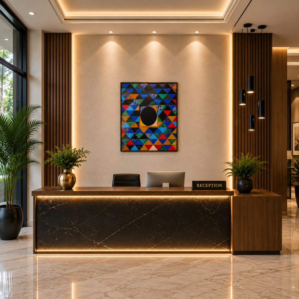 Marble Inlay Wall Mural /Triangles | Stone Plus India