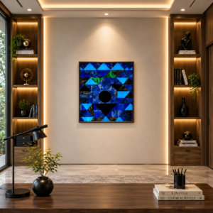 Marble Inlay Wall Mural /Triangles Blue | Stone Plus India
