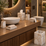 White Quartz Bath Set of 7 Pieces