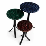 Lapis with Black Markina Marble, Malachite with Black Markina Marble and Red Agate with Black Markina Marble Table set of 3 - View 2