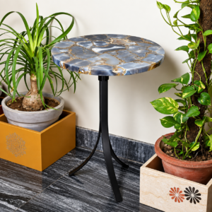 Agate Table with Metal Base
