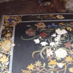 Marble Inlay Intricate Black Dining Tabletop - View 6