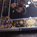 Marble Inlay Intricate Black Dining Tabletop - View 7