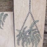 stone plus india marble inlay wall mural fern basket