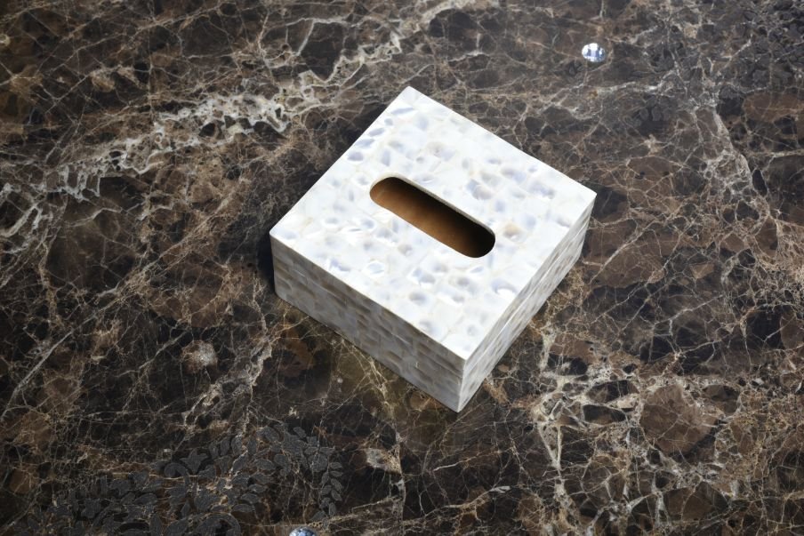 opulent homes white mother of pearl tissue box 663