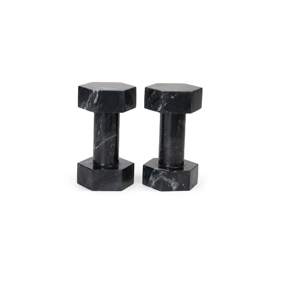 opulent homes single piece marble carved showpiece / bookends black marble