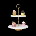 Cake Stand Marble 2 Tier WG - View 2