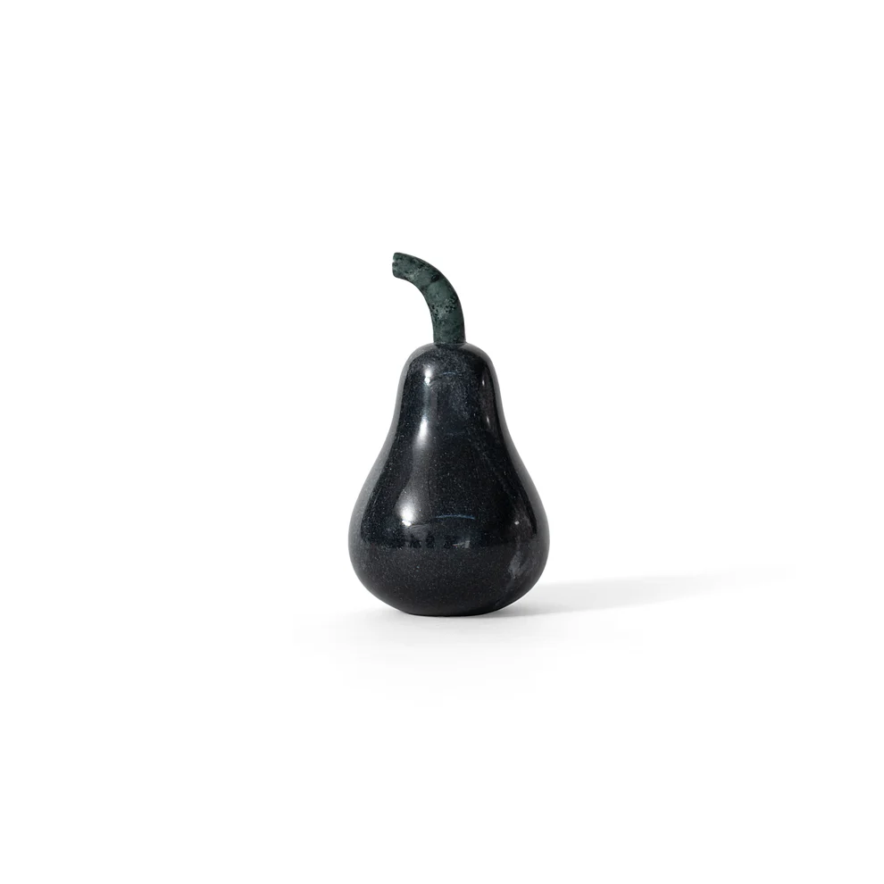 stone plus india black marble pear a showpiece
