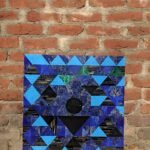stone plus india marble inlay wall mural/s h raza artwork /triangles blue