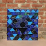stone plus india marble inlay wall mural/s h raza artwork /triangles blue