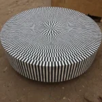 Black and White Resin Center Table Round - View 2