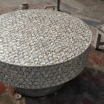 stone plus india mother of pearl and resin centre table round
