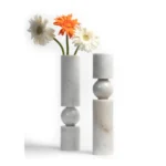 stone plus india white marble flower vase/ candle holder