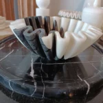 stone plus india white and black ruffle marble bowl