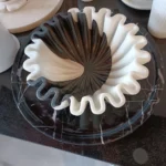 stone plus india white and black ruffle marble bowl