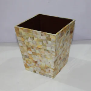 opulent homes yellow mother of pearl dustbin / planter 8
