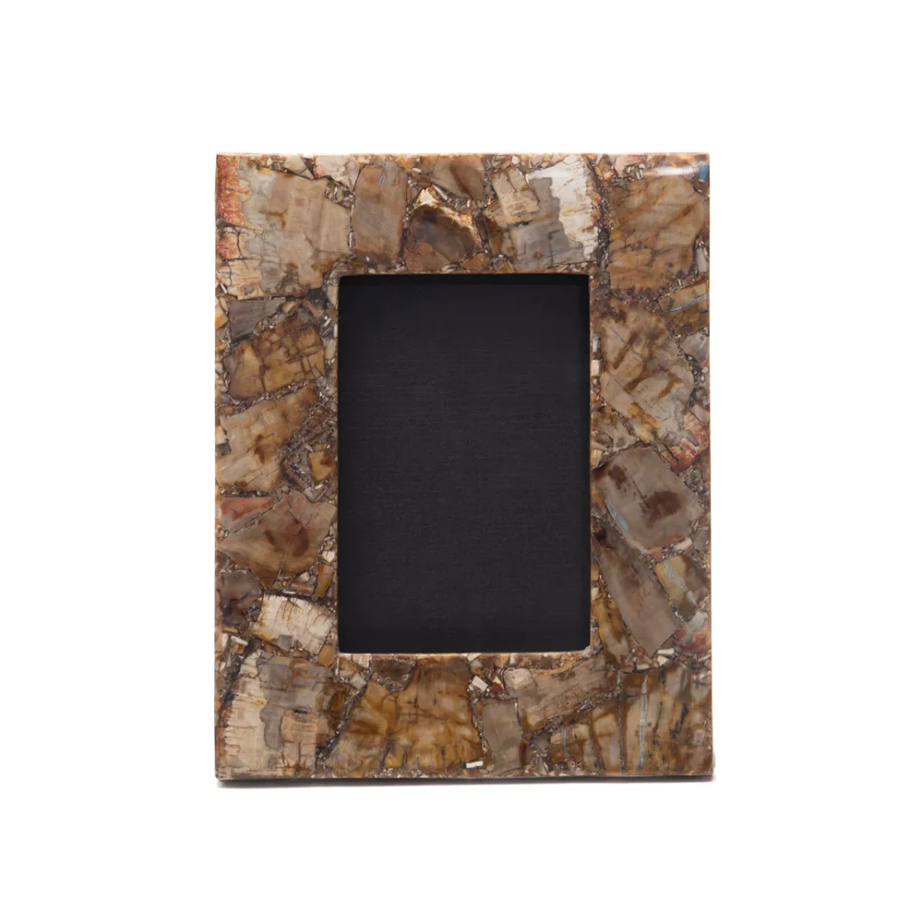 stone plus india petrified wood brown photo frame