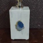 opulent homes white marble soap dispenser with agate