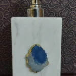 opulent homes white marble soap dispenser with agate