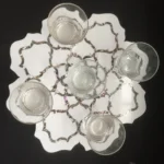 stone plus india marble inlay platter flower shape
