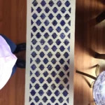Marble Inlay Console Top in Ikaat Design - View 2