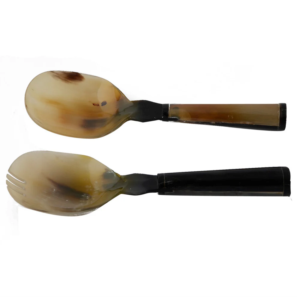 opulent homes serving spoon horn round handle set of 2