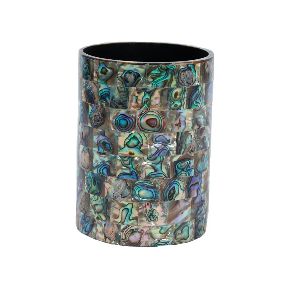 opulent homes green mother of pearl tooth brush holder/ pen stand/ cutlery holder