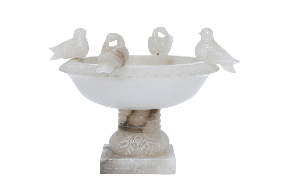 opulent homes alabaster bird bath