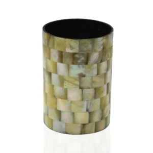 opulent homes yellow mother of pearl tooth brush holder/ penstand/ cutlery stand